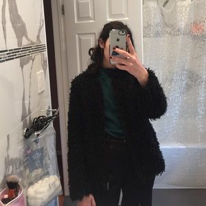 Soft fuzzy black cropped jacket